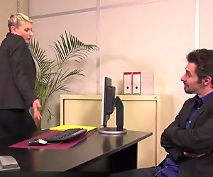 French mature gets fucked in the ass in the office
